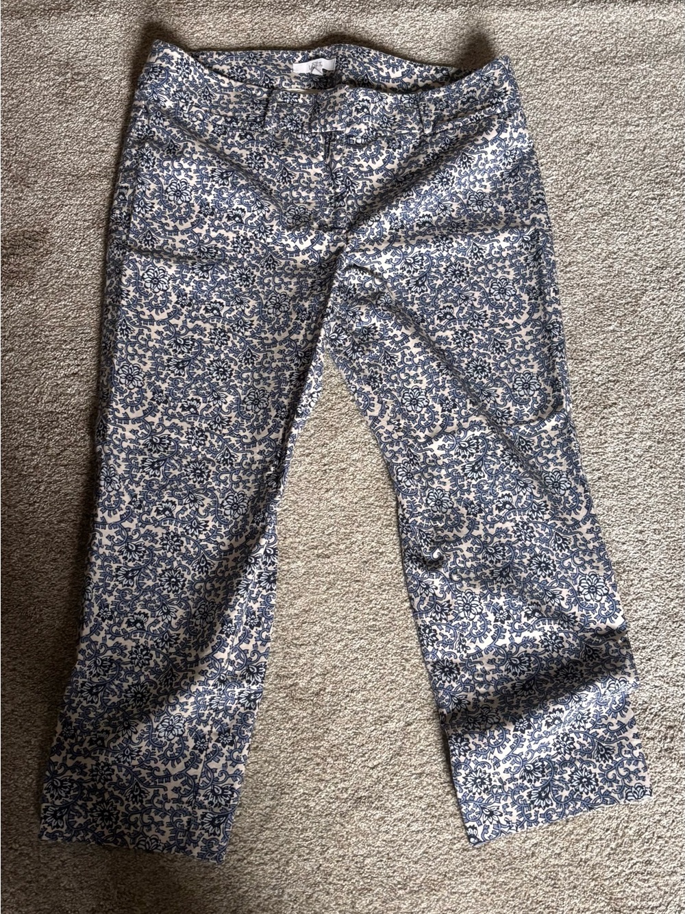LOFT Blue and White Straight-Leg Jeans